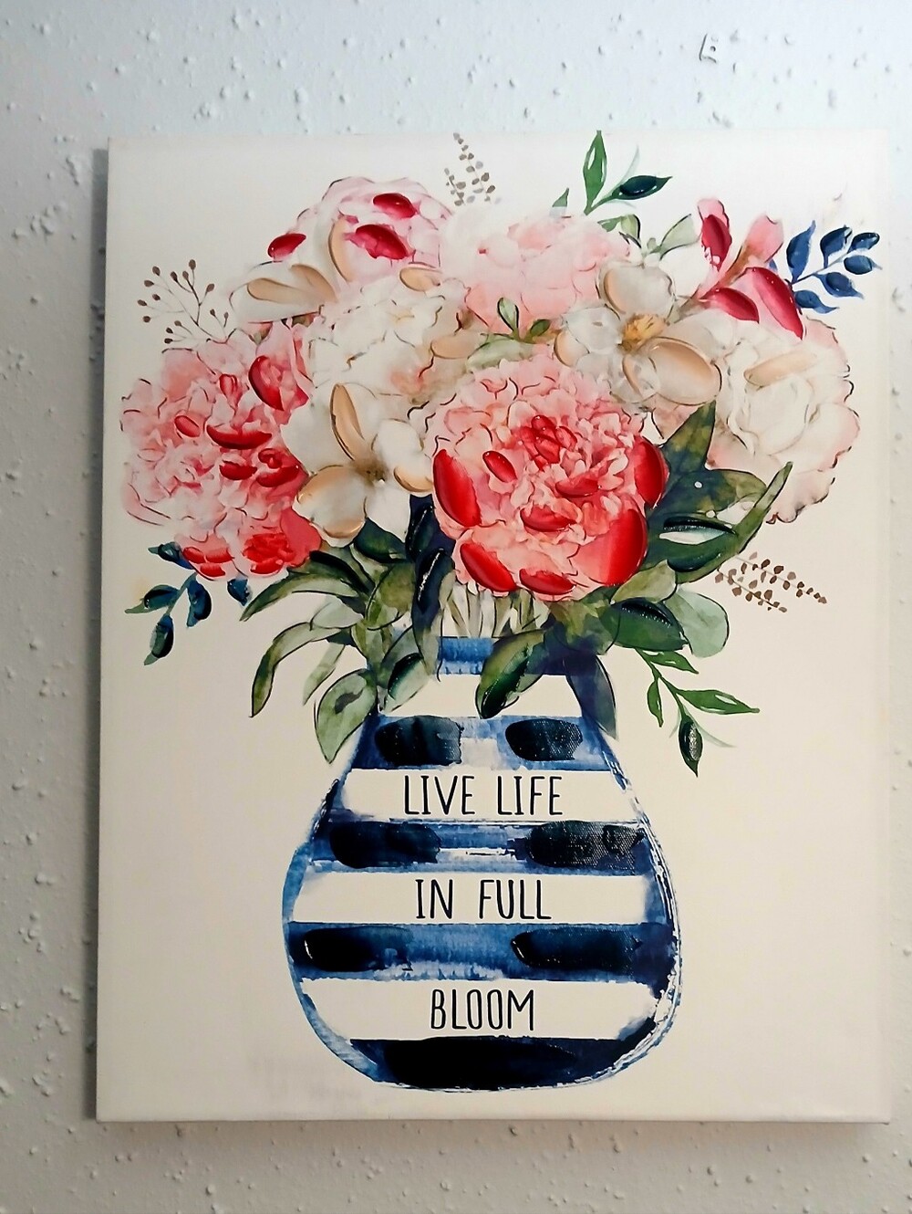 Floral Canvas Wall Art | Dorm Room Decor | Live Life in Full Bloom